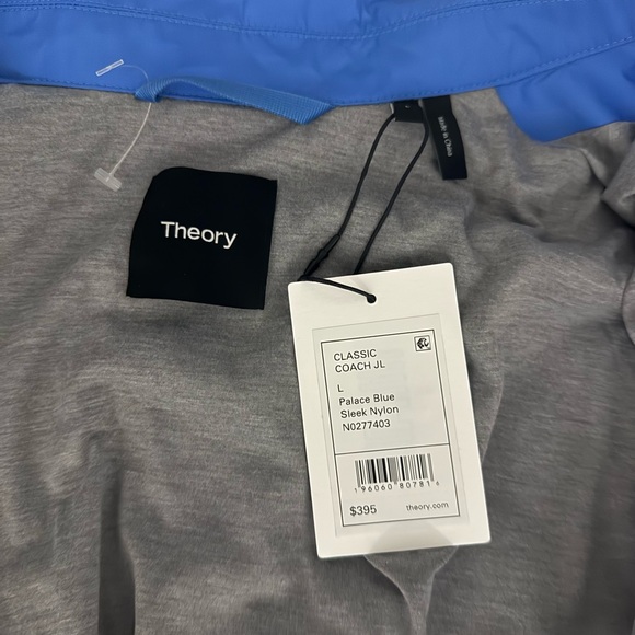 Theory Classic Cosch Jl Blue Sleek Nylon Jacket Sz L - Picture 9 of 9